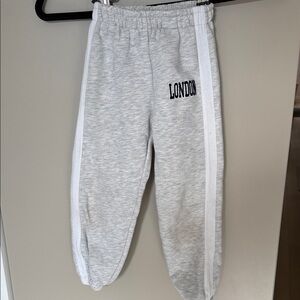 Zara Light Gray Boys London Jogger Pants with White Side Stripes